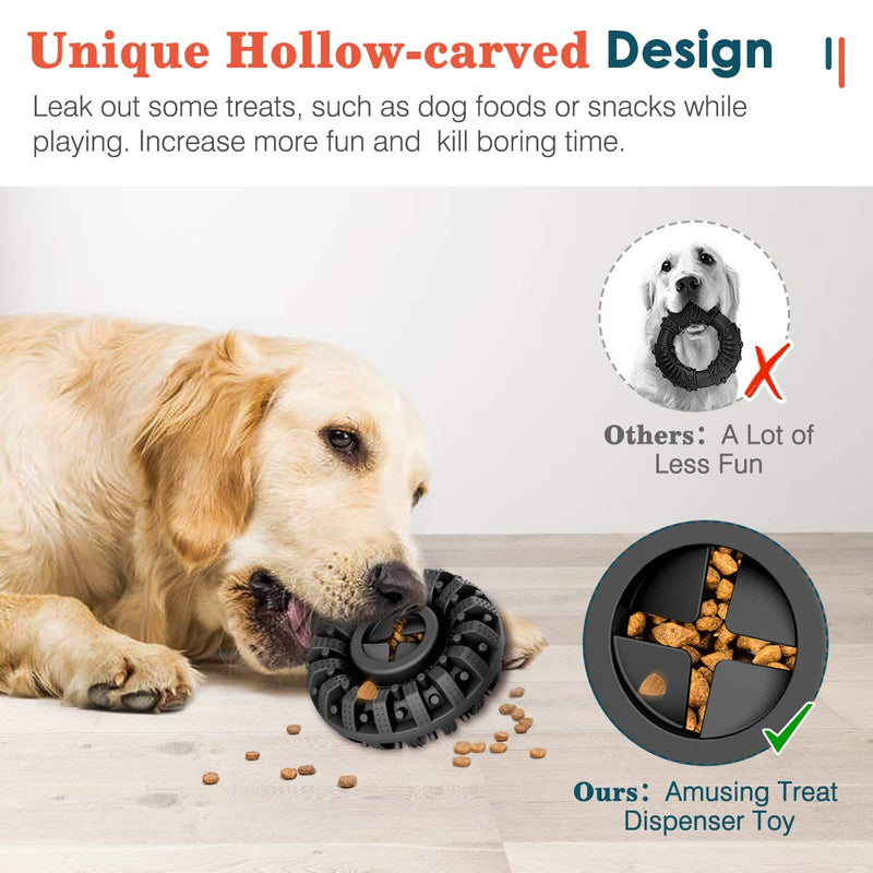 Lewondr Dog Toys for Aggressive Chewers, Natural Rubber Indestructible Dog Toys Treat Dispenser for Power Chewers, Durable Dog Chew Toy for Medium and Large Breed, Fun to Chew, Chase and Fetch, Black - PawsPlanet Australia