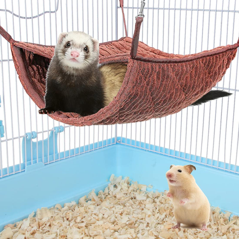 Ferret Hammock and Tunnel Combination, Small Animal Hanging Hideout Tunnel Tube, Suit for Guinea Pigs,Hamster, Chinchilla (Brown) Brown - PawsPlanet Australia