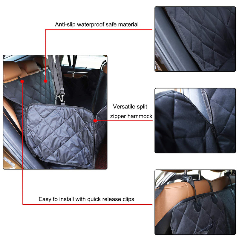 OHANA Dog Car Seat Cover Hammock Waterproof Scratch Proof Pet Car backseat Protector with Mesh Window for Cars Trucks and SUVs - PawsPlanet Australia