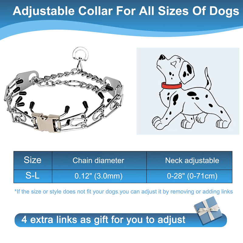 Awaiymi Dog Prong Training Collar with Quick Release Buckle, Adjustable Stainless Steel Dog Choke Pinch Collar Links with Comfort Caps for Small Medium Large Dogs - PawsPlanet Australia