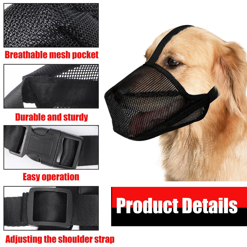 Muzzle for dogs, soft adjustable mesh muzzles, muzzle for dogs with rounded mesh, muzzle for small medium large dogs (L) L - PawsPlanet Australia