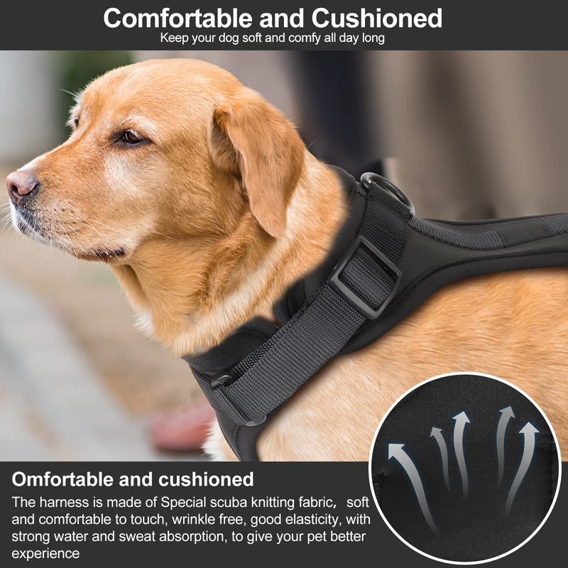 No Pull Dog Harness: 2021 Upgraded Adjustable Durable Training Dog Vest Harness with Soft and Comfortable Cushion, Easy to Clean, for Small Puppy and Medium Large Dogs XS Black - PawsPlanet Australia