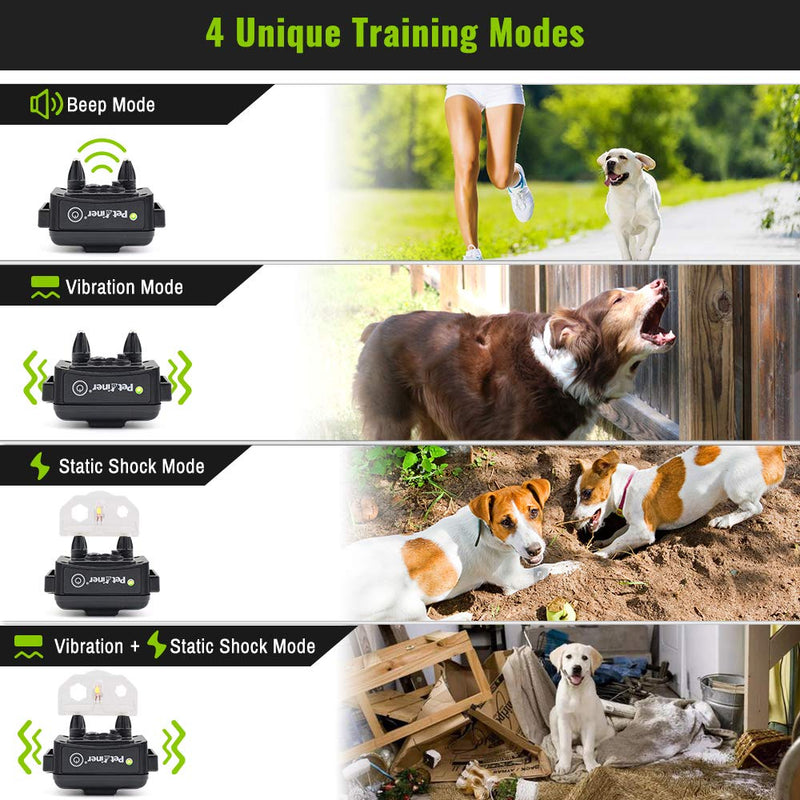 [Australia] - Petrainer 617A Dog Training Collar with Remote Waterproof and Rechargerable Electric Collar with Beep Vibrating for Dogs,1000ft/ 330yards Range For 1 Dog 