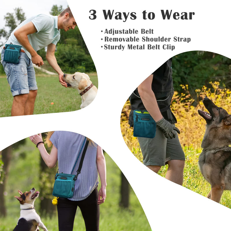 Dog Treat Pouch Dog Training Treat Pouch Waldseemller Treat Pouches for Pet Training,3 Ways to Wear Adjustable Waist Belt and Shoulder Strap,Dog Treat Pouch for Training Lake blue - PawsPlanet Australia