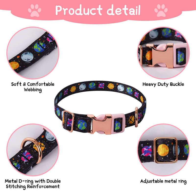 Adjustable Dog Collar, Simple Dog Collars with Double Layer Webbing Durable Nylon Puppy Collars with Buckles Pet Collars for Medium and Large Dogs (Universe) Universe - PawsPlanet Australia