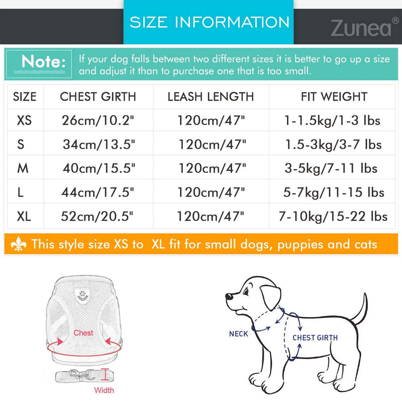 Zunea No Pull Small Dog Harness and Leash Set Adjustable Reflective Step-in Chihuahua Vest Harnesses Mesh Padded Plaid Escape Proof Walking Puppy Jacket for Boy Girl Pet Dogs Cats XS (Chest: 10.2") grey - PawsPlanet Australia