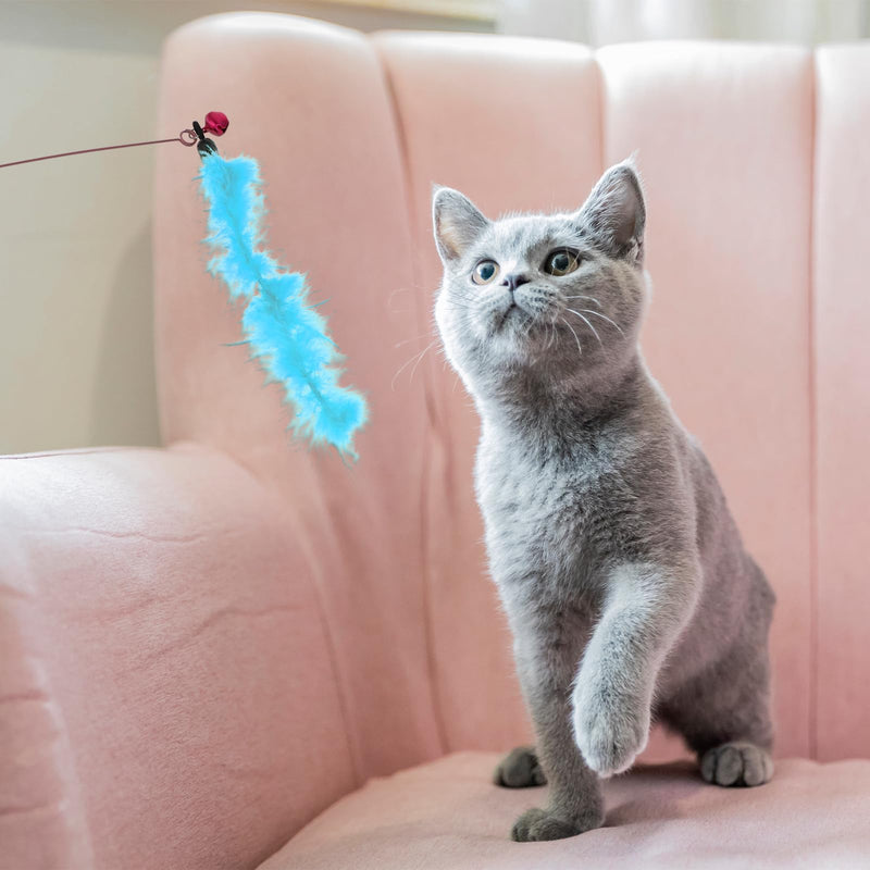 Bewudy Pack of 3 Interactive Cat Toys, Intelligence Cat Toys, Cat Toys Feather with Bells, Cat Fishing Rod with Colorful Feathers for Small Large Cats - PawsPlanet Australia