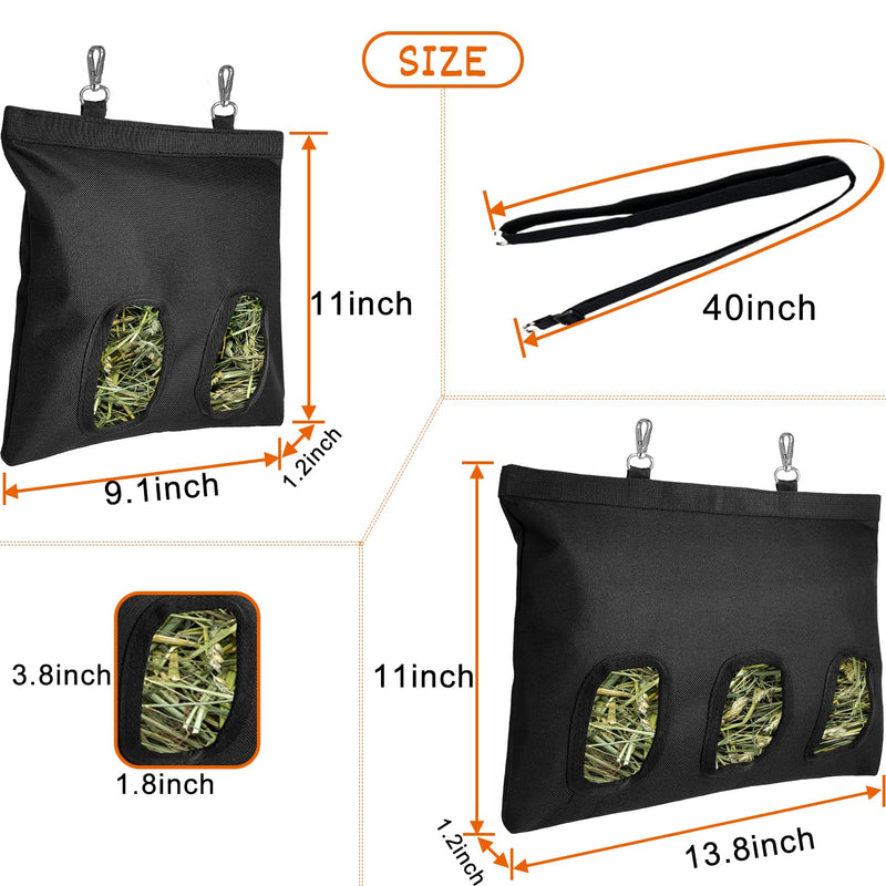 Rabbit Hay Feeder Bag, Hay Holder Storage for Rabbit Guinea Pig Bunny, Black Hanging Feeding Hay 600D Oxford Cloth Fabric 2 Pcs (2 Holes+3 Holes) - PawsPlanet Australia