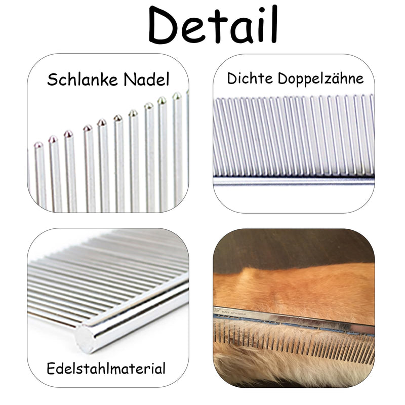 Wasuqo 1pcs2-in-1 Detangling Stainless Steel Dog Comb, Smoothing Design, Pet Steel Comb with Rounded Ends Stainless Steel TeethIdeal for Cats and Dogs and Pet Grooming Combs - PawsPlanet Australia