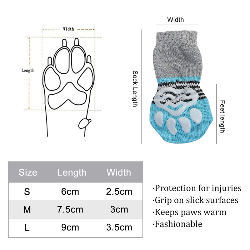 N\O Heiqlay Dog Socks Pet Socks Dog Cat Paw Protector Traction Control Socks for Indoor Wear Anti-Slip Cute Keep Warm Pet Dog Cat Socks with Rubber Reinforcement, 4 set, S - PawsPlanet Australia