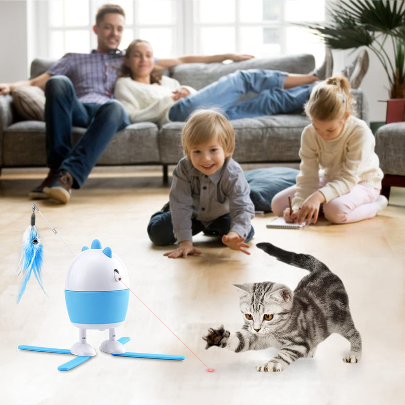 Interactive Cat Toys, Cat Laser Toy & Cat Feather Toys 2 in 1, Automatic Recharge Electric Cat Toys for Indoor Cats Kitten, with 2 Feathers & 1 Tassel - PawsPlanet Australia