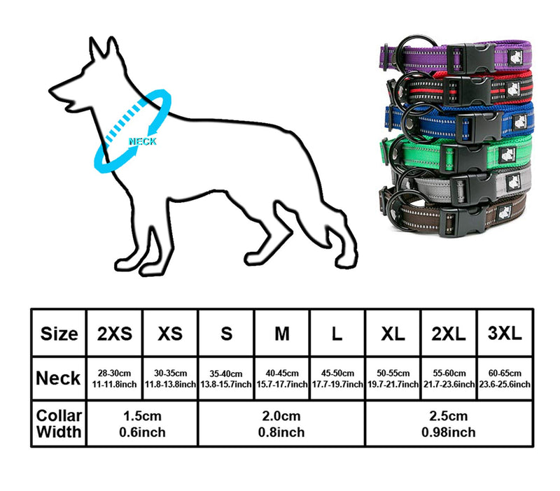Tineer Adjustable Nylon dog collars Padded Soft Breathable Mesh Padded Reflective Collar for Dog Training Outdoor Comfortable Pet Necklace for All Breed M (40-45cm), Red M (40-45cm) - PawsPlanet Australia