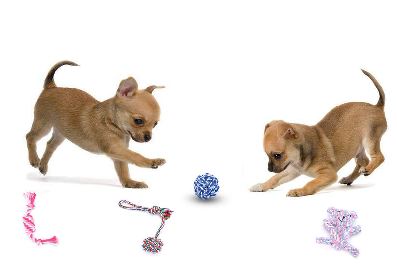 Dog Rope Toy Dog Toys Indestructible Dog Chew Toys Dog Toys for Boredom for Small Dogs and Puppy for Aggressive Chewers Set Pink Ball Strong - PawsPlanet Australia