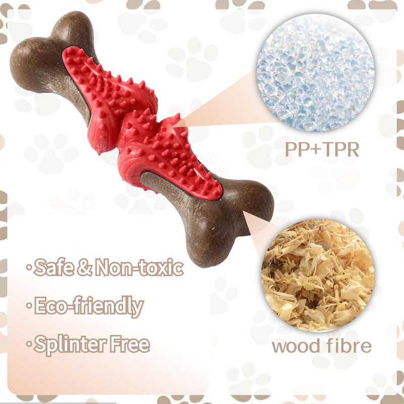 Lacusmall dog chew toy, hard dog toy for aggressive chewers with wood fibers, dog tooth toy for cleaning and training, strong dog toy chews for a long time and permanently red - PawsPlanet Australia