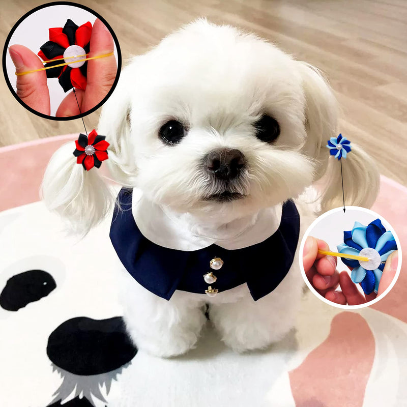 JpGdn 36 PCS Small Dog Hair Bows with Elastic Rubber Bands Handmade Colorful Pet Bow for Small Medium Puppy Doggies Cats Kitten Attachment Grooming Accessories bows with rubber band - PawsPlanet Australia