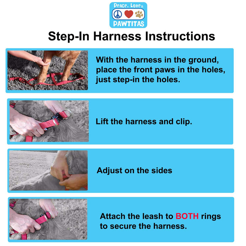 [Australia] - Pawtitas Multicolor Step in Dog Harness or Vest Harness Training of Your Puppy Harness Extra Small Pink / Blue / Teal / Green 