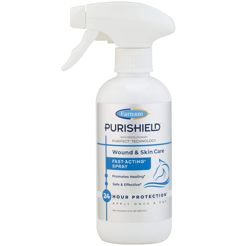 Farnam Purishield Wound & Skin Care Fast Acting Spray, Cleans and Treats Wounds on Horses, Dogs, Cats & Livestock. 12 Ounces - PawsPlanet Australia