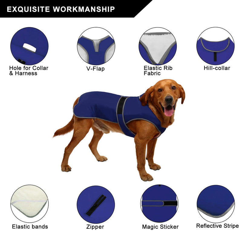 MIGOHI Reflective Waterproof Windproof Dog Coat Cold Weather Warm Dog Jacket Reversible Stormguard Winter Dog Vest for Small Medium Large Dogs XS Navy - PawsPlanet Australia