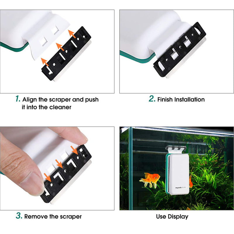 KEDSUM Magnetic Aquarium Tank Algae Scrapers, 2-in-1 Fish Tank Glass Cleaner, Floating Scrubber Clean Brush with 2 Blades [Scratch-Free, Non-Slip, Magnetizing] XL - PawsPlanet Australia