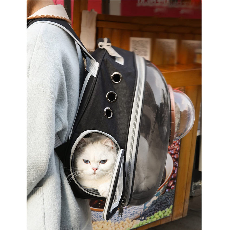 Cat Backpack Portable Space Capsule Pet Bubble Carrier Breathable Transparent Airline Approved for Travel,Hiking,Walking,Outdoor Use Black - PawsPlanet Australia