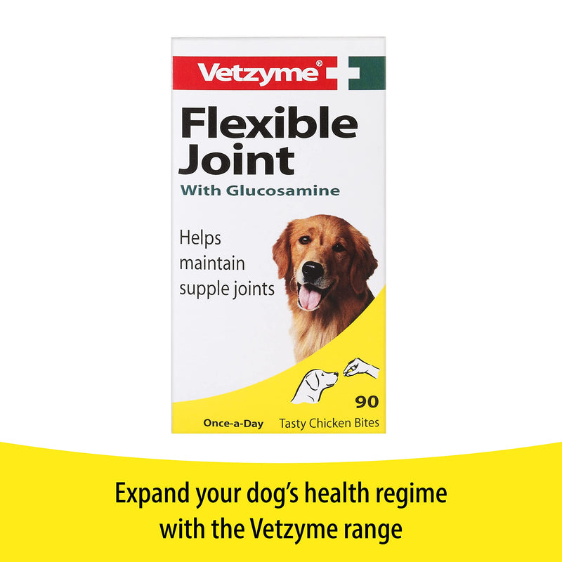 Vetzyme | High Strength Flexible Joint Tablets for Dogs, Promotes Supple and Mobile Joints | Tasty Chicken Treats with Glucosamine & Omega 3 (30 Tablets) 30 Tablets - PawsPlanet Australia