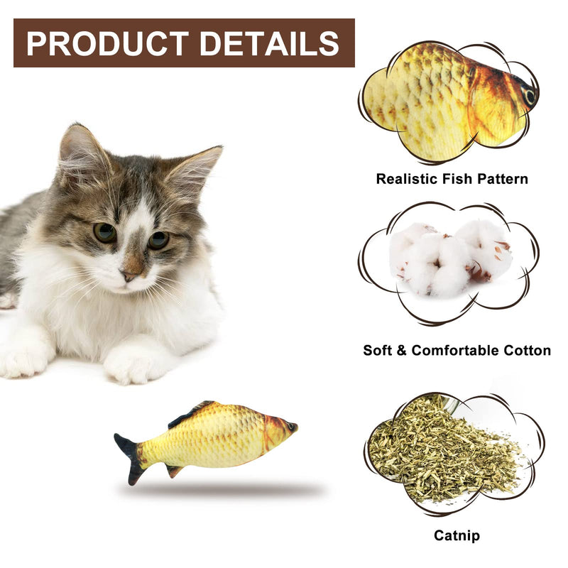 WishLotus Catnip Toys 3 Packs, Cotton Filled Interactive Cat Fish Toys with Catnip, Cat Chew Toys Cute Pillow Cat Entertaining Toys for Cats and Kittens - PawsPlanet Australia