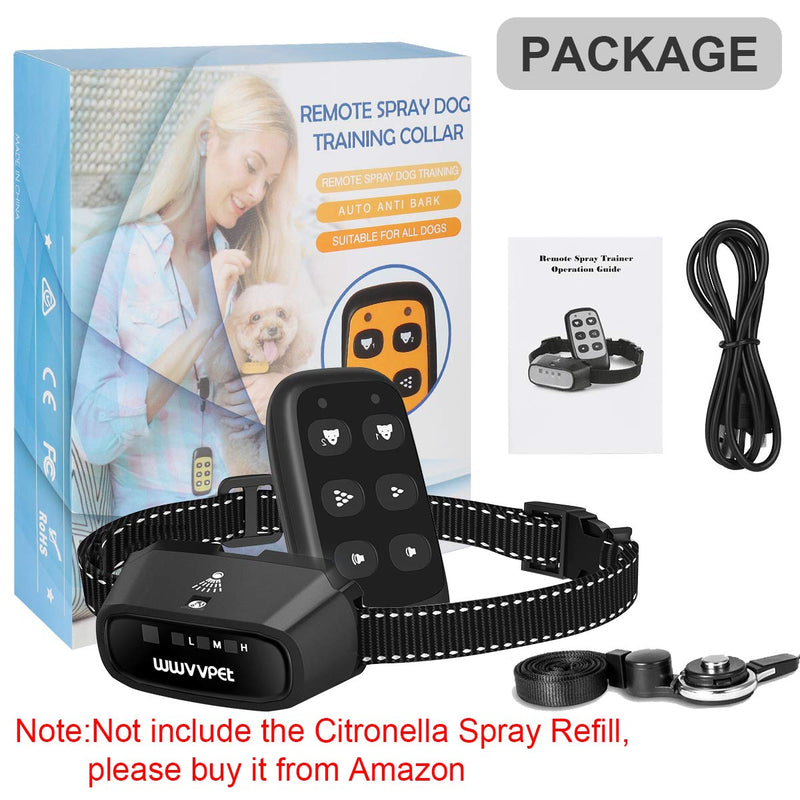 [Australia] - Citronella Dog Training Collar with Remote Control (Not Included Citronella Spray),2 Using Modes Spray Dog Bark Collar,500ft Range Harmless Safe Humane No Shock Anti-Bark,Rechargeable Waterproof 