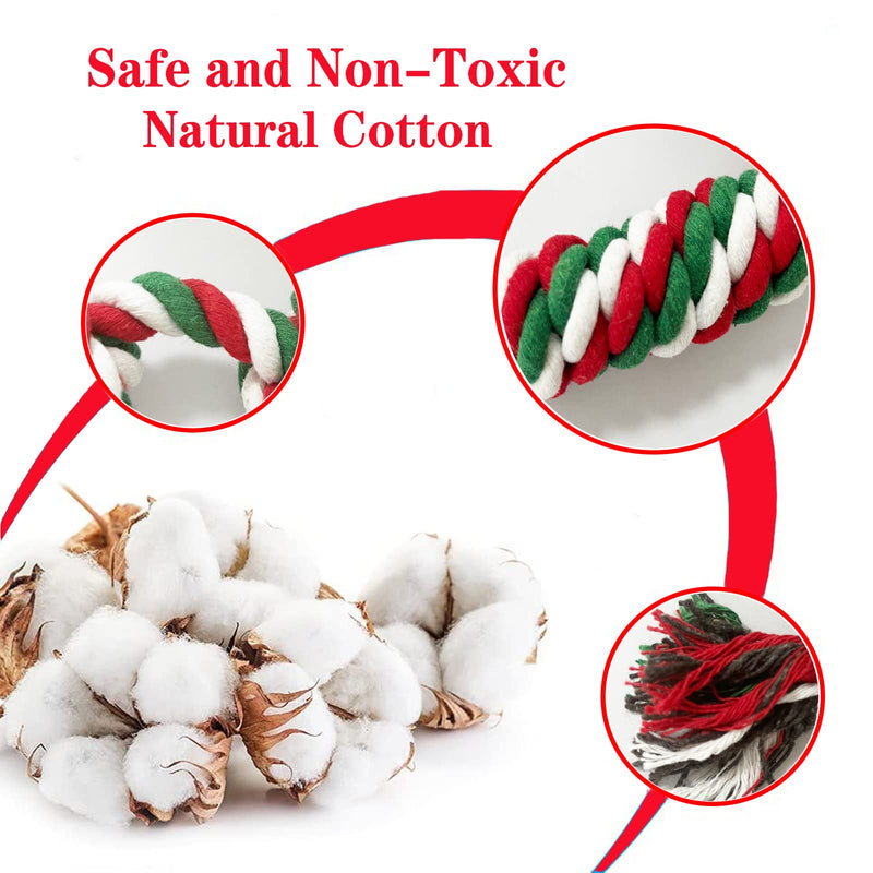 BINXWA Pack of 5 Dog Toys Christmas, Dog Toys Chew Natural Cotton Dog Toys Rope Dog Toys Candy Cane for Small and Medium Dogs Gift Christmas - PawsPlanet Australia