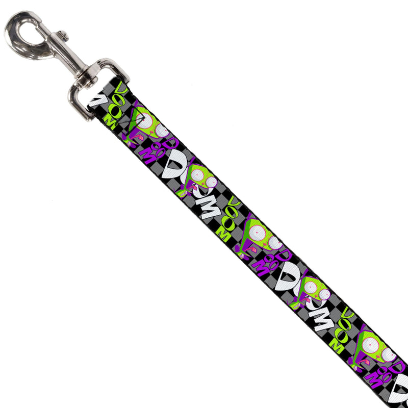 Nickelodeon Pet Leash, Dog Leash, Invader Zim Gir Doom Pose Checker Black Gray, 4 Feet Long 1.0 Inch Wide 4 Feet Long - 1" Wide - PawsPlanet Australia