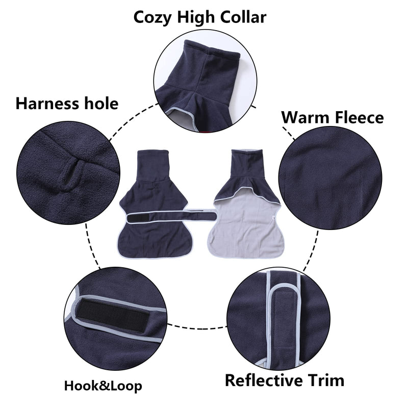 Morezi Dog Coats with Reflective Bar, Dog winter coat Soft Polyester Fleece, Adjustable Band - Dog Winter Jacket for Greyhounds, Lurchers and Whippets - Dark Gray - XS X-Small (Length 46-48CM) - PawsPlanet Australia