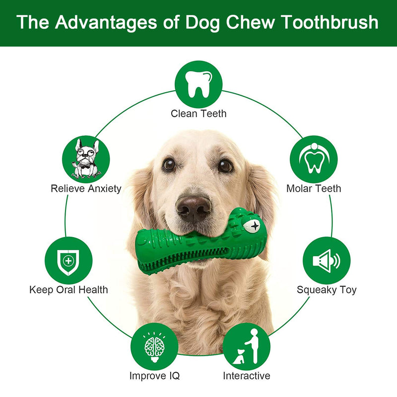 DAN.LOSIG Dog Toys Dog Toothbrush, Dog Chew Toys with Squeak Indestructible Crocodile For Medium Large Breed New Dog Dental Care Teeth Cleaner Natural Rubber - PawsPlanet Australia