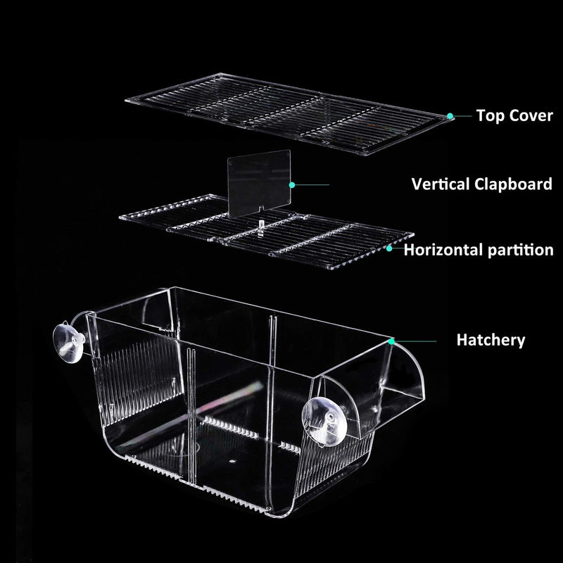 Qguai Fish Breeding Box, Perfect Fish Tank Divider Acclimation Box for Aggressive Fishes, Nursery for Injured, Hatchery Incubator Breeder Box for Shrimp cicilids Eggs Baby Fishes S ( 5.3*2.7*2.9" ) - PawsPlanet Australia