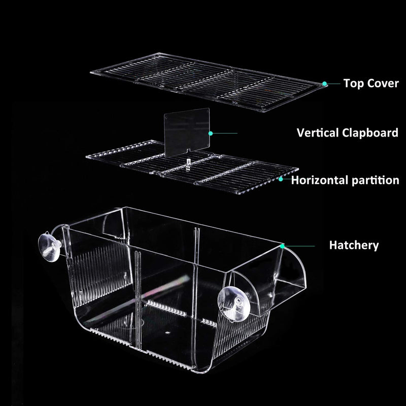 Qguai Fish Breeding Box, Perfect Fish Tank Divider Acclimation Box for Aggressive Fishes, Nursery for Injured, Hatchery Incubator Breeder Box for Shrimp cicilids Eggs Baby Fishes M (8.3*3.7*3.9") - PawsPlanet Australia