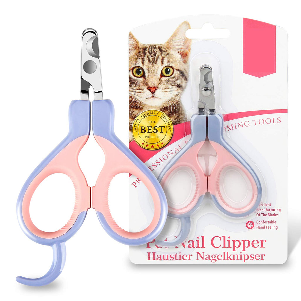 EooCoo Claw Scissors for Cats, Puppies, Professional Nail Scissors for Small Animals, Pets, 25 Degree Curved Design Nail Clippers, Purple S - PawsPlanet Australia