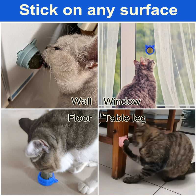 JULY BRISE Improved sweet catnip balls, 360° rotating cat licking catnip toy, catnip ball with powerful stickers, healthy and fun cat gift, cat shape, 3 pieces - PawsPlanet Australia