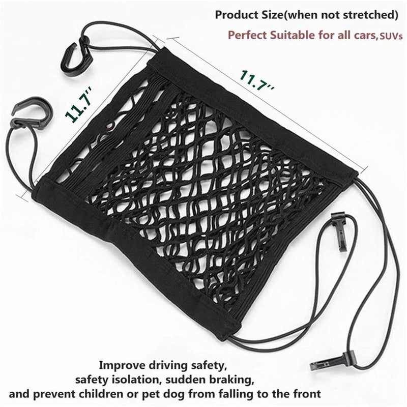 DYKESON Dog Car Net Barrier Pet Barrier with Auto Safety Mesh Organizer Baby Stretchable Storage Bag Universal for Cars, SUVs -Easy Install,Safer to Drive with Children and Pets 11.7 in × 11.7 in - PawsPlanet Australia