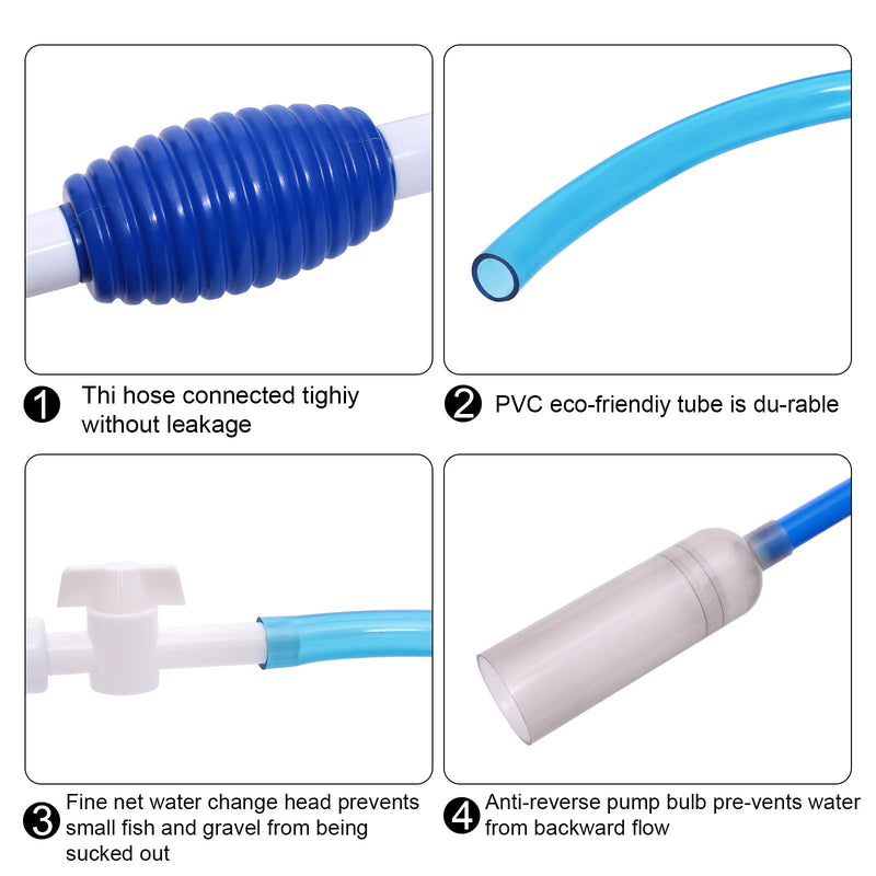 Meejaa Aquarium Siphon, Fish Tank Gravel Cleaner, Manual Vacuum Water Changer, Adjustable Water Flow Size Change Water Pipe, Used for Fish Tank Water Change and Cleaning Gravel and Sand﻿ - PawsPlanet Australia