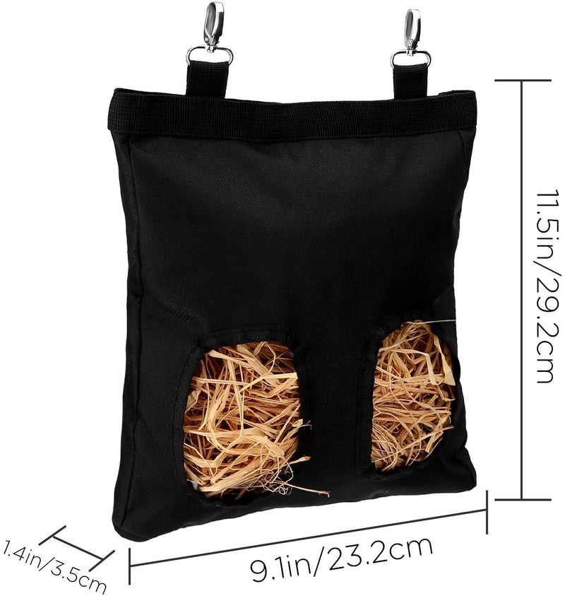 LUTER 11.5x9.1x1.4 Inch Guinea Pig Hay Feeder Bag Rabbit Hay Bag Hanging Feeder Sack, Perfect for Small Hay-eating Pets (Black) Black - PawsPlanet Australia
