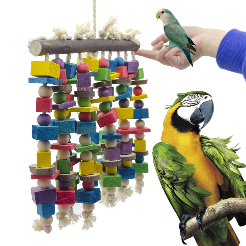 Deloky Large Bird Parrot Chewing Toy - Multicolored Natural Wooden Blocks Bird Parrot Tearing Toys Suggested for Large Macaws cokatoos,African Grey and a Variety of Amazon Parrots Colorful - PawsPlanet Australia
