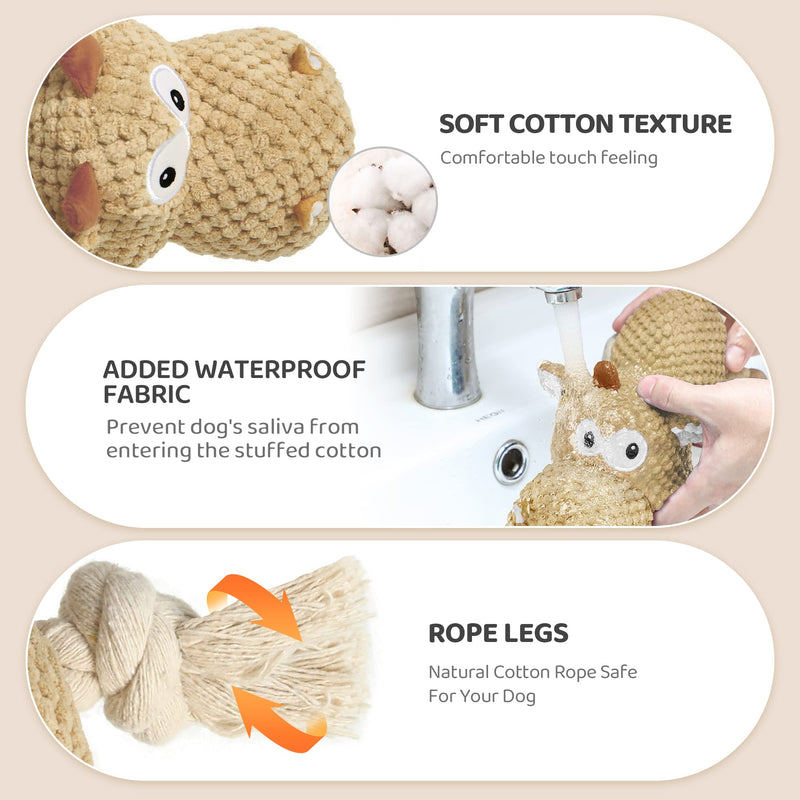 Iokheira Dog Plush Toys, Interactive Squeaky Toys for Dogs Teddy, Tough Dog Chew Toy with Cotton Material and Crinkle Paper, Dog Toys for Large and Small Dogs (Apricot) Apricot - PawsPlanet Australia