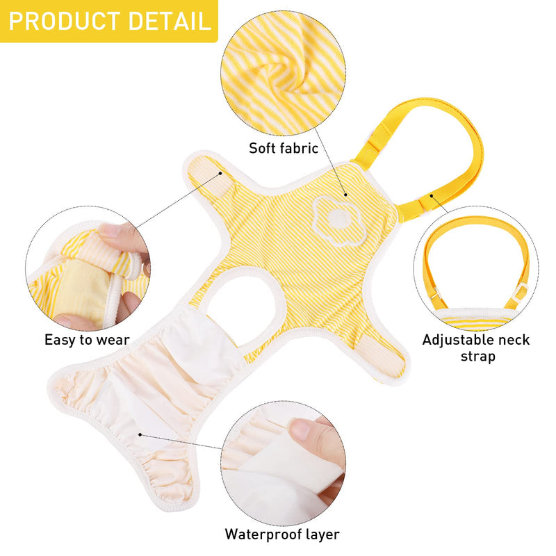 Pedgot 4 Pieces Dog Diaper Striped Striped Sanitary Pantie with Adjustable Suspender Reusable Washable Dog Diapers Panties Jumpsuits for Female Girls Dogs Cats Small - PawsPlanet Australia