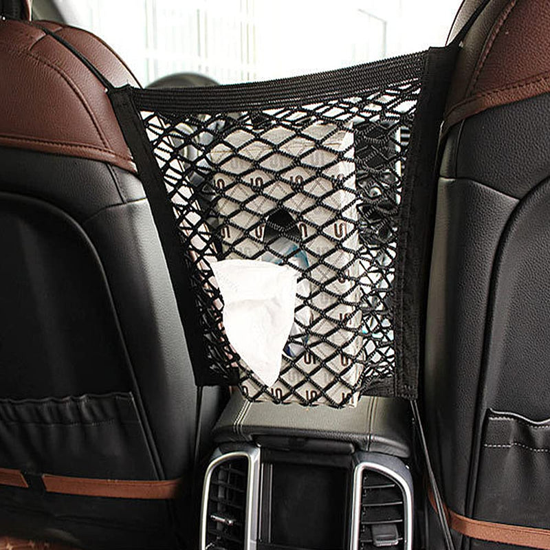 FEimaX Dog Car Net Barrier Pet Barriers Between Seats with Auto Safety Mesh Organizer, Storage Bag Universal for Cars, SUVs, Trucks, Safe Drive with Baby Pets 2 Layer 11 X 10.6 IN - PawsPlanet Australia