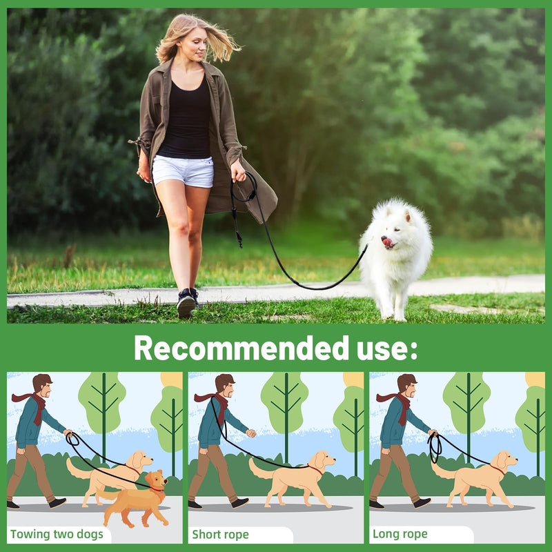 Dog leash, adjustable double leash for large and medium dogs, lead with 2 carabiners (2.3M) 2.3M - PawsPlanet Australia