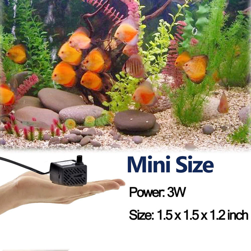 Mini Submersible Pump 50 GPH 3W Water Pump For Aquariums Fish Tank, Indoor&Outdoor Fountain Wave Maker Pump For Pool, Pond, Statuary, Hydroponics - PawsPlanet Australia