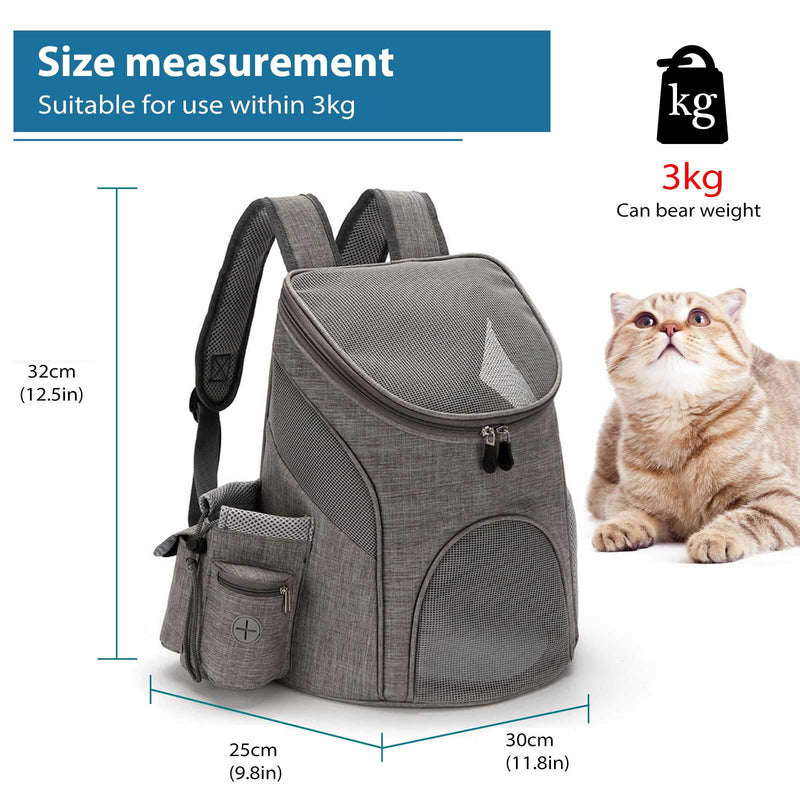 PETCUTE Cat dog carrier backpack small dog carrier bags with removable mat pet travel carrier backpack S within 3kg Gray - PawsPlanet Australia