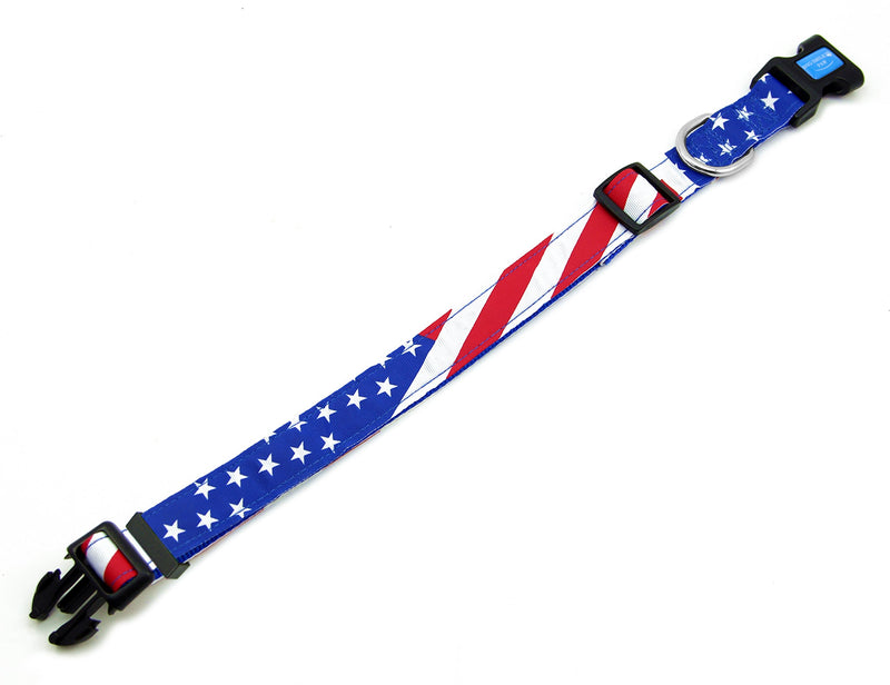 [Australia] - BIG SMILE PAW Dog Collar American Flag,Nylon Dog Collar Adjustable L 