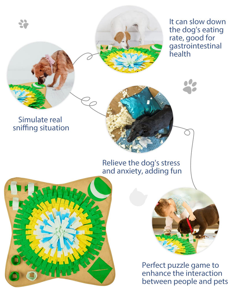 LIVACASA Snuffle Mat Foldable for Large Dogs Washable Pet Feeding Nosework Treats Mat Puzzle Training Toy For Dogs Large Medium Puppies Non Slip Sniffing Games One Size Green - PawsPlanet Australia