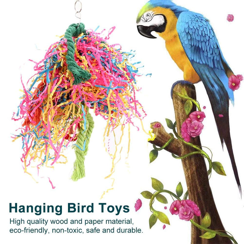 Parrot Shredding Toys Colorful Paper Strips Bird Chew Toy Bamboo weaving Bird Shredders Toy Foraging Hanging Toy for Budgie Parakeet Cockatiel Conure - PawsPlanet Australia