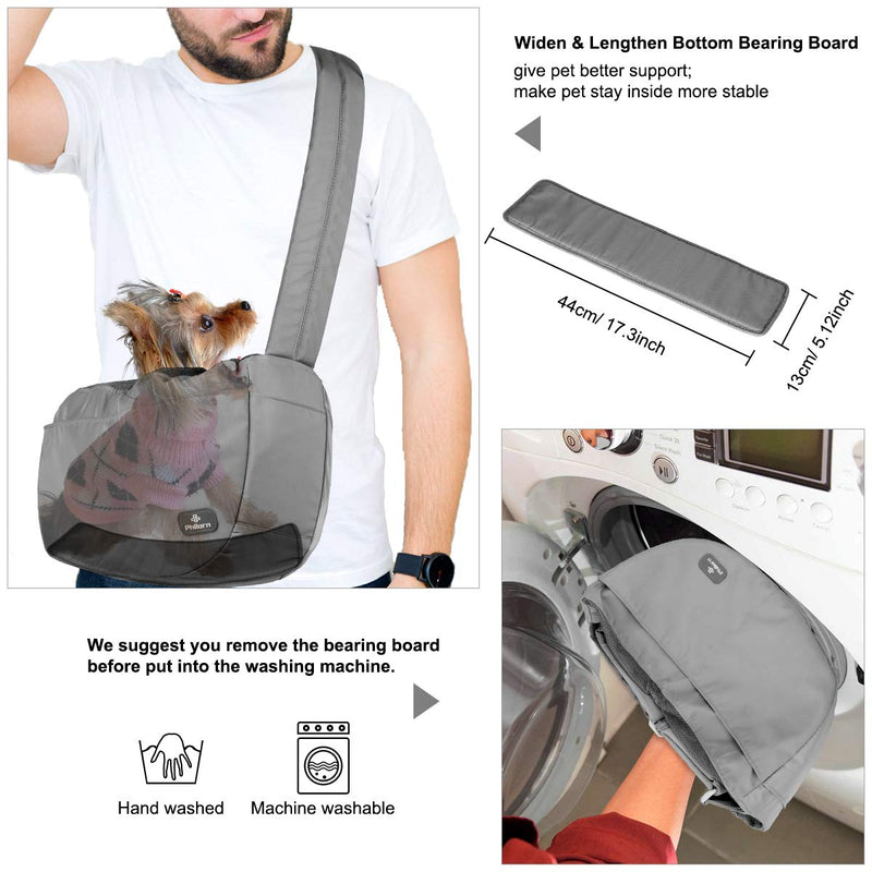 Philorn Adjustable Pet Dog Sling Carrier, Hands-Free Pet Puppy Travel Bag, Pet Papoose with Soft Padded Shoulder Strap, Breathable Mesh and Extra Pockets, for Small to Medium Dog Cat up to 30 lbs Grey - PawsPlanet Australia