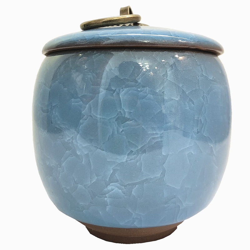 Vencede Handicrafted Ceramics Mini Pet Urns, Small Urn for Human Ashes, Ashes Keepsake Memorial Ashes Holder, Pet Coffin, Urn for Dog Ashes Cat Ashes Pet Ashes, Sealed Ceramic (Blue) Blue - PawsPlanet Australia